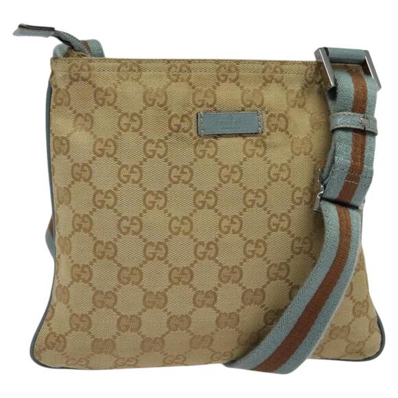 GUCCI GG Canvas Sherry Line Shoulder Bag Beige Silver - Picture 1 of 16